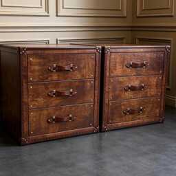English Handmade Luxury Nightstands - Matching Pair Georgian Brown - thumbnail 2