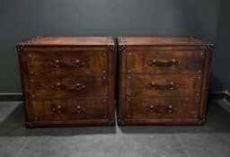 English Handmade Luxury Nightstands - Matching Pair Georgian Brown - thumbnail 1