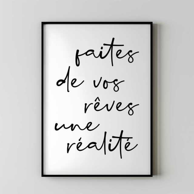 Faites De Vos R??ves Une R??alit?? - Inspirational French Quote Print, Motivational Wall Art, Typography Decor, Positive Affirmation - image 1