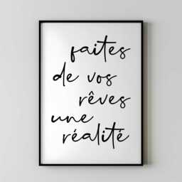 Faites De Vos R??ves Une R??alit?? - Inspirational French Quote Print, Motivational Wall Art, Typography Decor, Positive Affirmation - thumbnail 1
