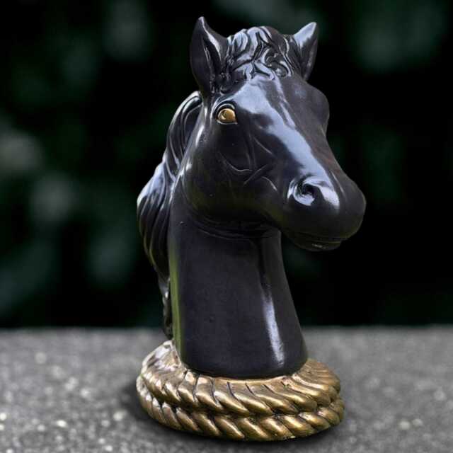 Stone Black Horse Statue Concrete Head Sculpture Garden Animal Decoration Horse Lover Gift Front Door Ornament Handmade Art - image 1