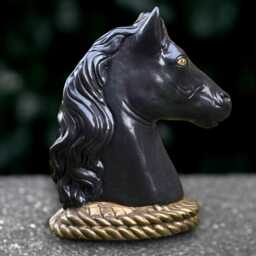 Stone Black Horse Statue Concrete Head Sculpture Garden Animal Decoration Horse Lover Gift Front Door Ornament Handmade Art - thumbnail 2