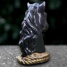 Stone Black Horse Statue Concrete Head Sculpture Garden Animal Decoration Horse Lover Gift Front Door Ornament Handmade Art - thumbnail 4