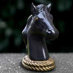 Stone Black Horse Statue Concrete Head Sculpture Garden Animal Decoration Horse Lover Gift Front Door Ornament Handmade Art - thumbnail 1