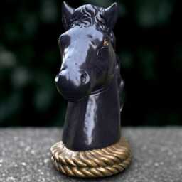 Stone Black Horse Statue Concrete Head Sculpture Garden Animal Decoration Horse Lover Gift Front Door Ornament Handmade Art - thumbnail 3