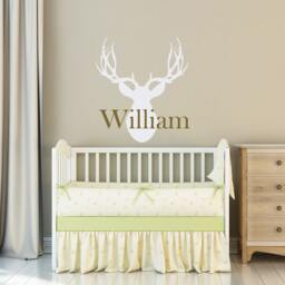Personalized Deer Head Wall Decal Hunting Nursery Decor Ww37 - thumbnail 1