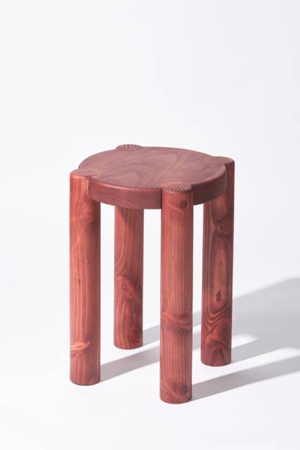 Ruby Red Wood Stool Scandinavian Plant Stand Or Seating - image 1