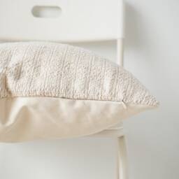 Hmong Textile Pillow Cover Neutral Cream Striped Home Decor - thumbnail 3