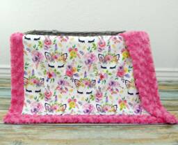 Personalized Unicorn Baby Blanket - Girl Minky Bedding Toddler Gift - thumbnail 1