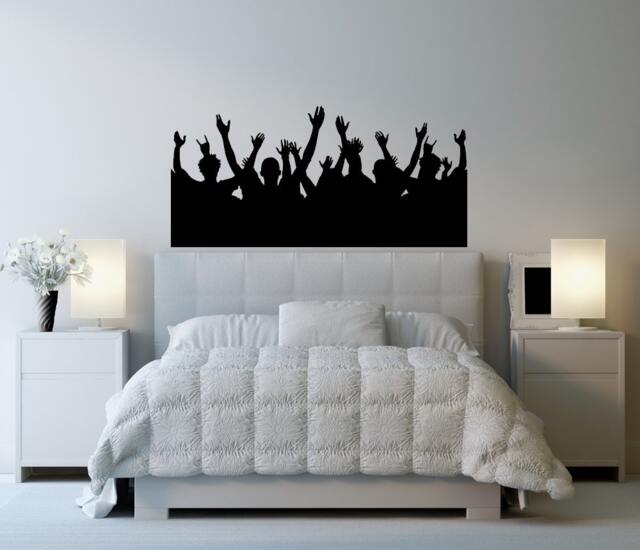 Crowd Wall Art, Concert Decor, Event Crow, Fight, Audience Decal, Cheering Crow Silhouettes Vinyl Group Celebration Design - image 1