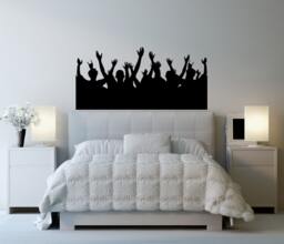 Crowd Wall Art, Concert Decor, Event Crow, Fight, Audience Decal, Cheering Crow Silhouettes Vinyl Group Celebration Design - thumbnail 1