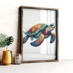 Sea Turtle Print Set - Of 3 Posters - Colourful Watercolour Painting Present Picture Home Wall Art Sealife Gifts Birthday - thumbnail 3
