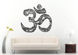 Namaste Mehndi Yoga Om Flower Symbol Wall Decal Vinyl Sticker Mural Room Decor L892 - thumbnail 1