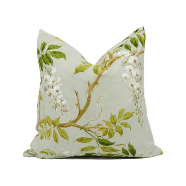 Colefax & Fowler - Alderney Aqua Classic Floral Tree Foliage Cushion Cover Handmade Throw Pillow Designer Home D??cor - image 1