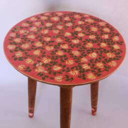 Diy Wooden Side Table, Round Sofa Detachable End Table, Hand Painted Table For Living Room, Indian Style Furniture - thumbnail 4