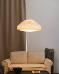 Big Yavora Crochet Pendant Light Organic Shape Lampshade For Japandi Interior, Minimalist Decor