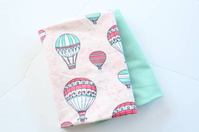 Pink Hot Air Balloon Flannel Blanket & Burp Cloth Set, Balloons Baby Girl Receiving Aqua Newborn Swaddle - image 1