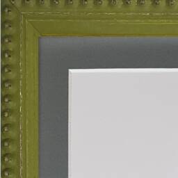 Crown Olive Green Photo Frame With Dark Grey Mount, Wooden Bobbin Distressed - thumbnail 2