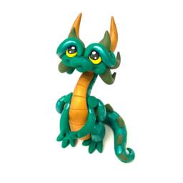 Herbert - Dice Dragon Polymer Clay Holder Emerald Green, Gold, & Olive Green Dragonling - thumbnail 2