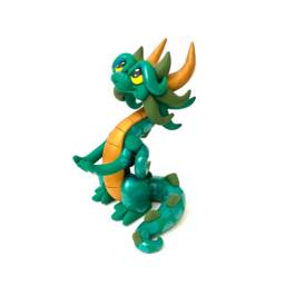 Herbert - Dice Dragon Polymer Clay Holder Emerald Green, Gold, & Olive Green Dragonling - thumbnail 3
