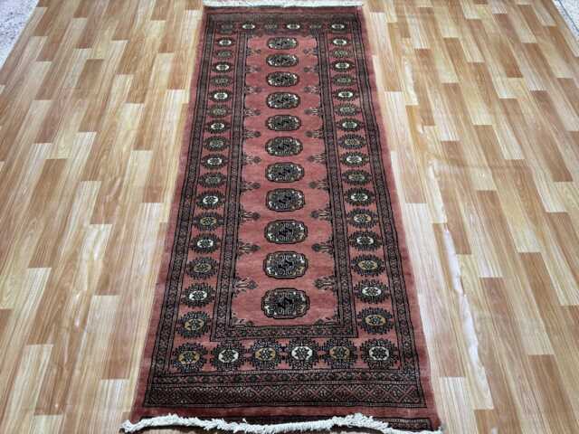2.6x6 Pink Color Bokhara Rug - Runner Hallway Stairs Bukhara Living Room Woolen Afghan Silver - image 1