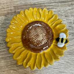 Small Ceramic Sunflower Decorative Dish Ornament/Flower Plate Decor Home Living - thumbnail 4