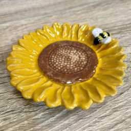 Small Ceramic Sunflower Decorative Dish Ornament/Flower Plate Decor Home Living - thumbnail 3