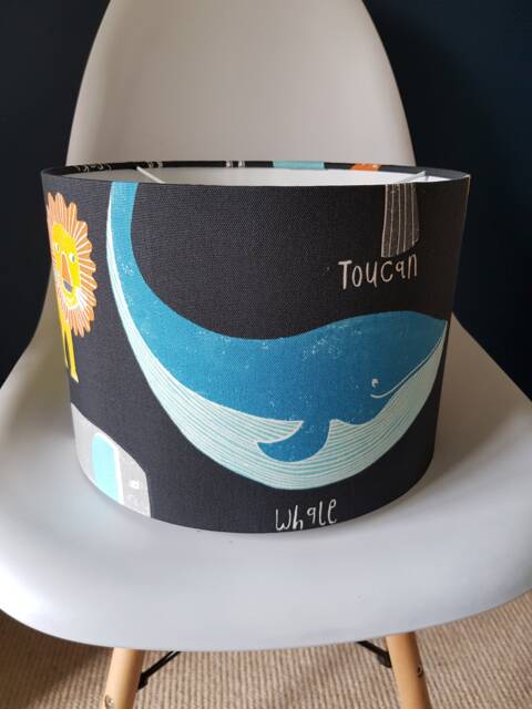 Handmade Drum Lampshade in Scion Animal Magic Blackboard - Ceiling Pendant Shade Or Table - image 1