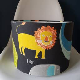 Handmade Drum Lampshade in Scion Animal Magic Blackboard - Ceiling Pendant Shade Or Table - thumbnail 2