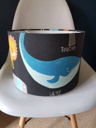 Handmade Drum Lampshade in Scion Animal Magic Blackboard - Ceiling Pendant Shade Or Table - thumbnail 1