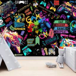 Gaming Room Wallpaper Mural, Peel & Stick Wall Decal - thumbnail 2