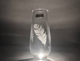Feather Vase - Feathers Hand Engraved Miniature Beautiful Glass Art Flower Gift Etched Remembrance - thumbnail 1