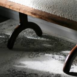 Solid Walnut Boucl?? Bench - Luxury Handcrafted UK Furniture Home Decor - thumbnail 3