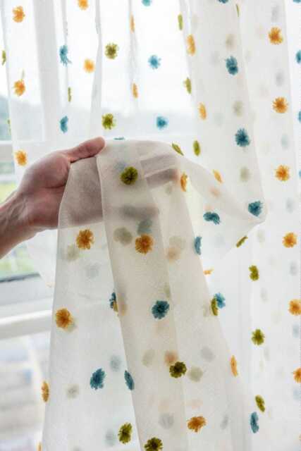Custom Curtains Multicolours Pom Sheer Voile Curtain For Kid Nursery Bedroom Living Room - image 1