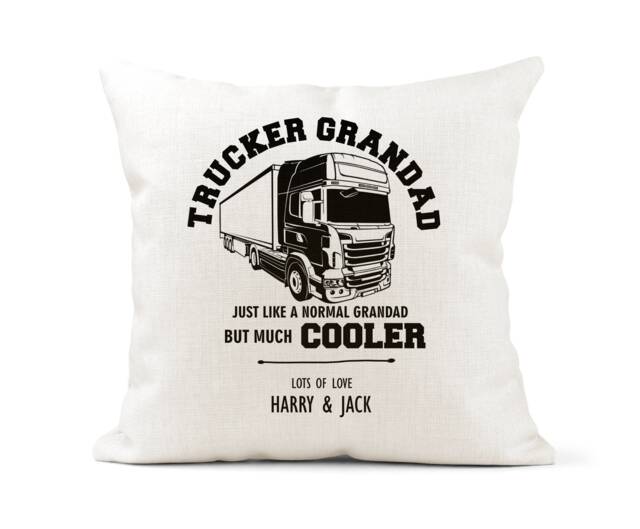 Personalised Trucker /Lorry Driver Grandad Dad Cushion Gift. Trucks. Christmas/Birthday Keepsake - image 1