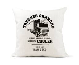 Personalised Trucker /Lorry Driver Grandad Dad Cushion Gift. Trucks. Christmas/Birthday Keepsake - thumbnail 1
