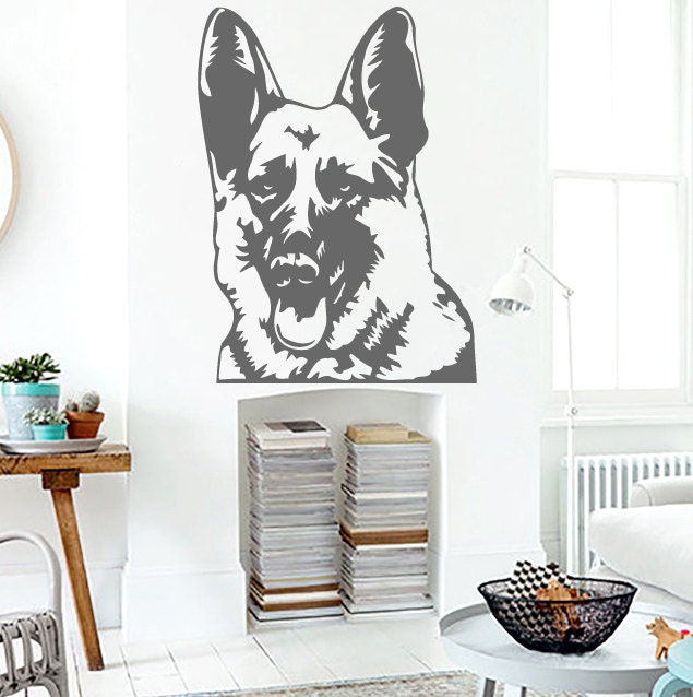 German Shepherd Dog Head Vinyl Decals Wall Sticker Art Design Living Room Modern Bedroom Nice Picture Home Decor Hall Interior Ki836 - image 1