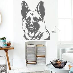 German Shepherd Dog Head Vinyl Decals Wall Sticker Art Design Living Room Modern Bedroom Nice Picture Home Decor Hall Interior Ki836 - thumbnail 1