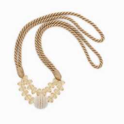 Decopro Beautiful Pair Of Gold, Pearl Bead Rope Holdback With 39 1/2 Inch Spread - Embrace, Set Two Decorative Tiebacks