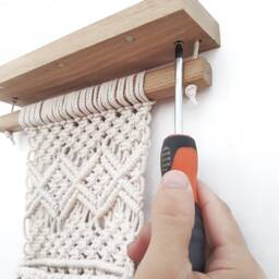 Macrame Wall Pocket With Magnetic Key Holder Wood Floating Shelf Entryway Macrame Organizer Wall Hanging Boho Storage Bohemian Home Decor - thumbnail 4