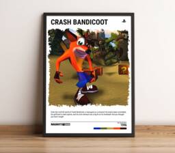 Crash Bandicoot 1 - 1996 Poster - Video Game Wall Art Print Gaming Gift A5-A4-A3-A2-A1 Unframed Canvas For Frame Or Hanger - thumbnail 1
