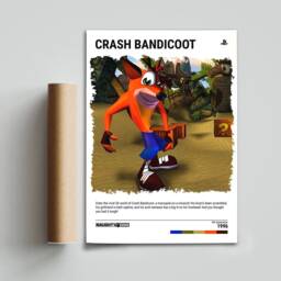 Crash Bandicoot 1 - 1996 Poster - Video Game Wall Art Print Gaming Gift A5-A4-A3-A2-A1 Unframed Canvas For Frame Or Hanger - thumbnail 3