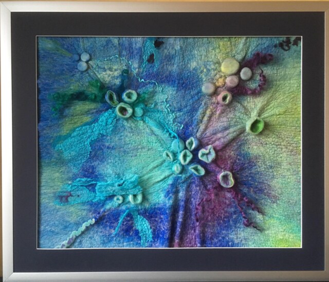 Abstract Textured Wall Hanging, 50x60 cm, Different Shades Of Blue, Artwork - image 1