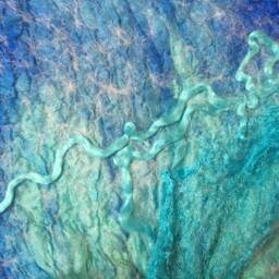 Abstract Textured Wall Hanging, 50x60 cm, Different Shades Of Blue, Artwork - thumbnail 2
