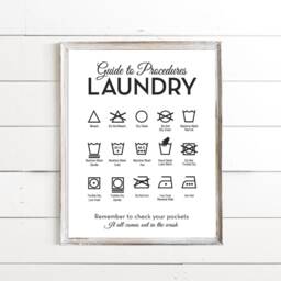 Laundry Wall Decor Art - Clothing Symbols Guide Cheat Sheet Modern Farmhouse Room Print, Framed Print Or Wrapped Canvas Sign - thumbnail 2