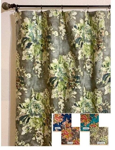 "Pair 25 Or 50"" Wide Covington Venus Floral Rod Pocket Cafe Curtains Panels Drapes 24 63 72 84 96 108 120" - image 1