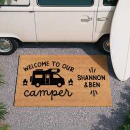 Welcome To Our Camper Personalized Van Doormat - Custom Door Mat Camping Gifts Family Name Decor - thumbnail 2
