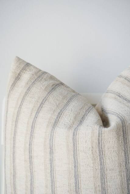 "Hmong Textile Pillow Cover Cream Striped Home Decor - 20"" X 20" - image 1