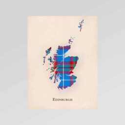 Clan Edinburgh Scottish Tartan Map - Of Scotland Family Wall Decor, Ready To Hang - thumbnail 2