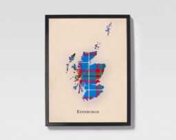 Clan Edinburgh Scottish Tartan Map - Of Scotland Family Wall Decor, Ready To Hang - thumbnail 1
